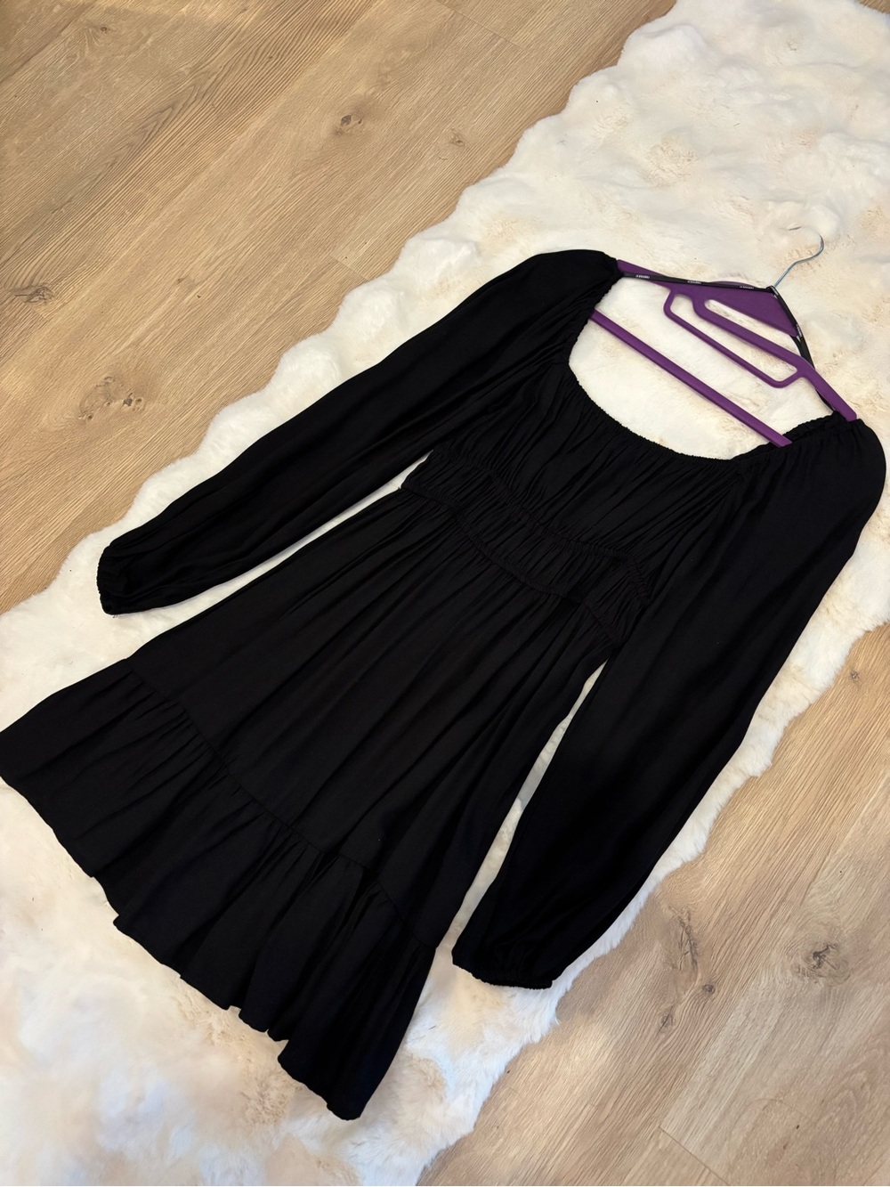 Forever 21 Black Smocked Neck dress